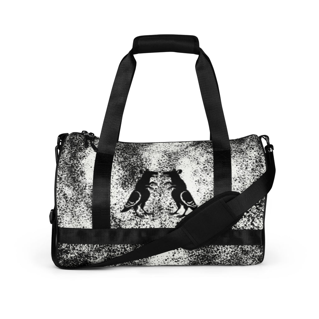 City Noise- Black Print Pigeon Rat Gym Bag — Pigeon Rats NYC streetwear mascot design