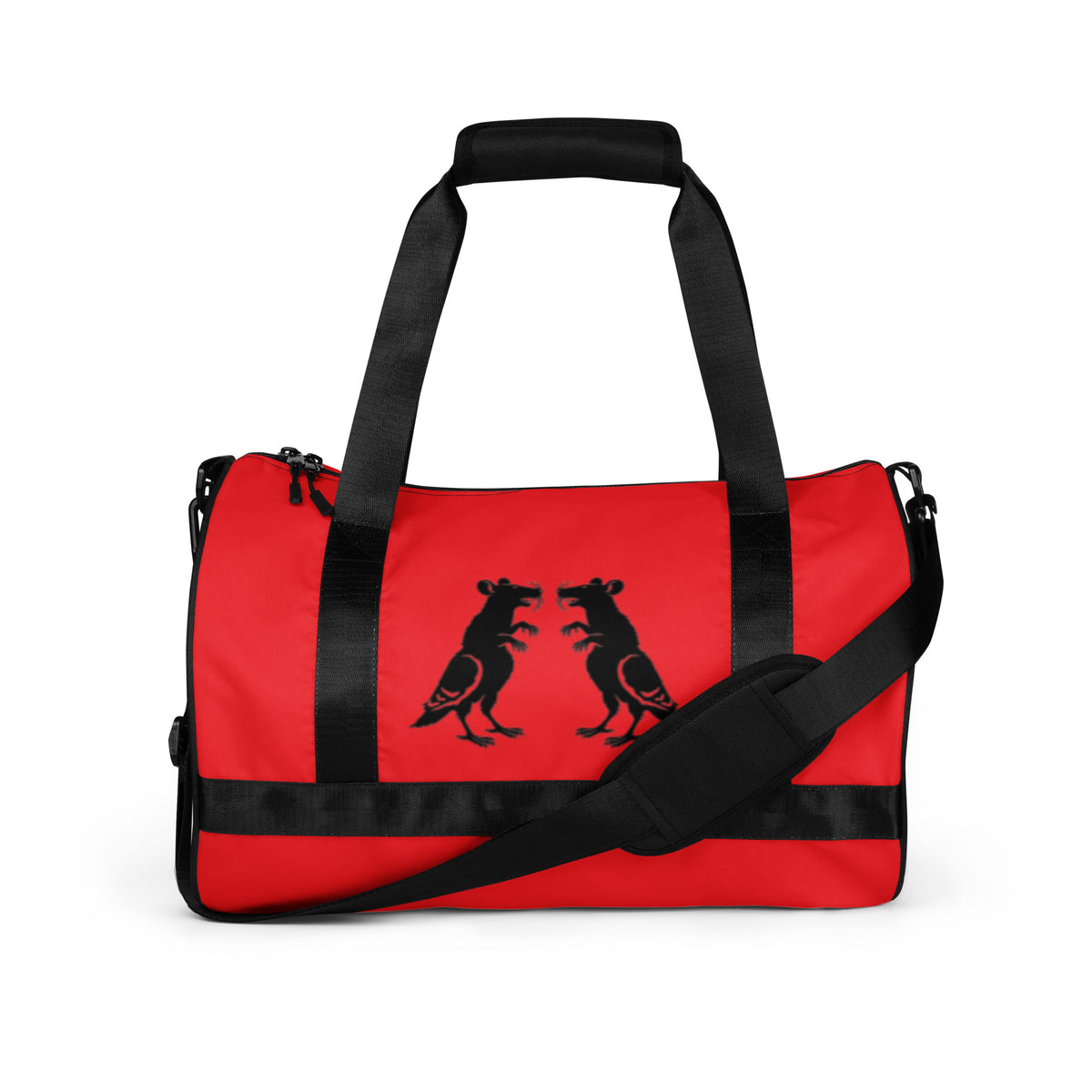Red Alert Print Pigeon Rat Gym Bag — Pigeon Rats NYC streetwear mascot design