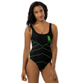 Green Cyberpunk Pigeon Rat One-Piece Swimsuit — Pigeon Rats NYC streetwear mascot design