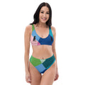 Black Geometric Pigeon Rat High-Waisted Bikini — Pigeon Rats NYC streetwear mascot design