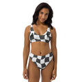 Black Chess Recycled Pigeon Rat High-Waisted Bikini — Pigeon Rats NYC streetwear mascot design