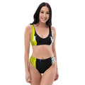 White Mixed Media Recycled Pigeon Rat High-Waisted Bikini — Pigeon Rats NYC streetwear mascot design
