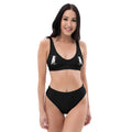 White on Black Recycled Pigeon Rat High-Waisted Bikini — Pigeon Rats NYC streetwear mascot design