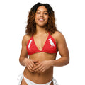 Red Recycled Pigeon Rat String Bikini Top — Pigeon Rats NYC streetwear mascot design