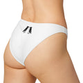 Black on White Recycled V Cut Pigeon Rat Bikini Bottom — Pigeon Rats NYC streetwear mascot design