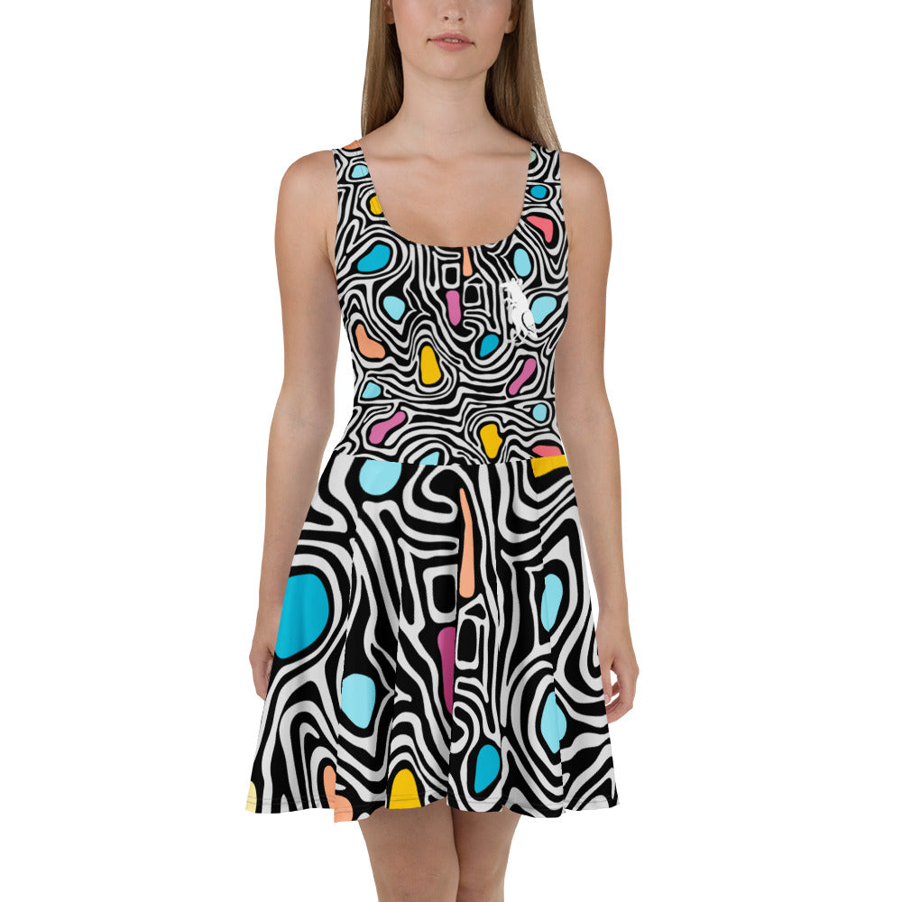 White Mod Pigeon Rat Skater Dress — Pigeon Rats NYC streetwear mascot design