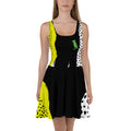 Green Mixed Print Pigeon Rat Skater Dress — Pigeon Rats NYC streetwear mascot design