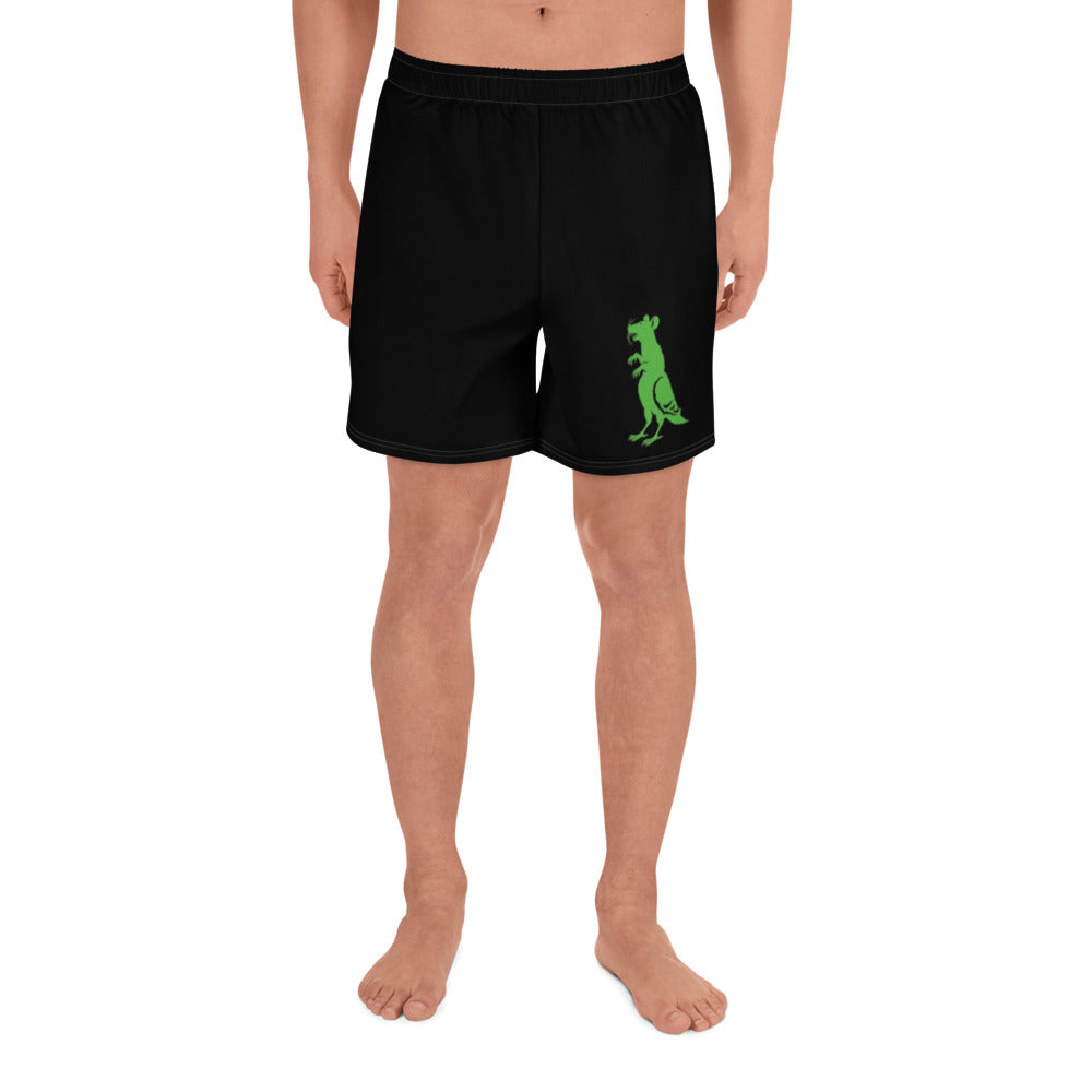 Green Pigeon Rat Athletic Shorts — Pigeon Rats NYC streetwear mascot design