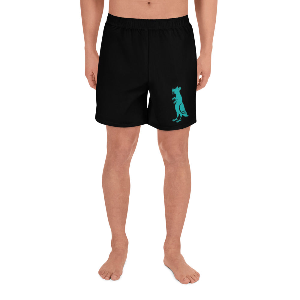 Teal Pigeon Rat Athletic Shorts — Pigeon Rats NYC streetwear mascot design