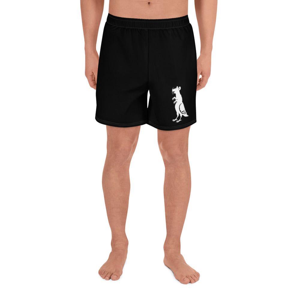 White Pigeon Rat Athletic Shorts — Pigeon Rats NYC streetwear mascot design