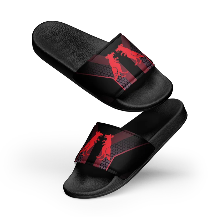 Cyber Red Pigeon Rat Women's Slides — Pigeon Rats NYC streetwear mascot design