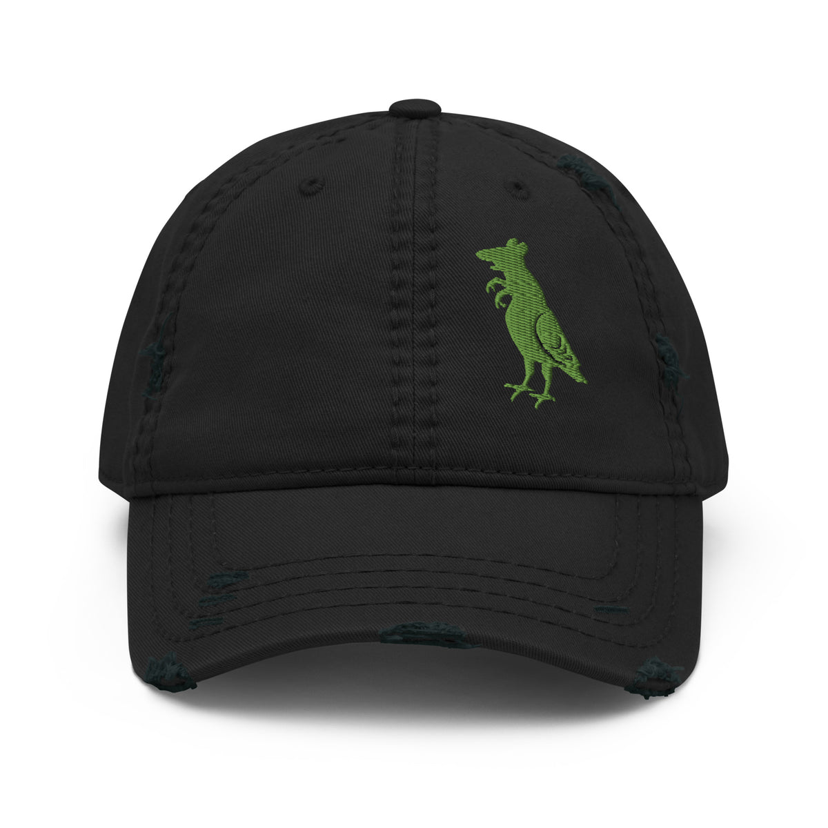 Green Distressed Pigeon Rat Dad Hat — Pigeon Rats NYC streetwear mascot design