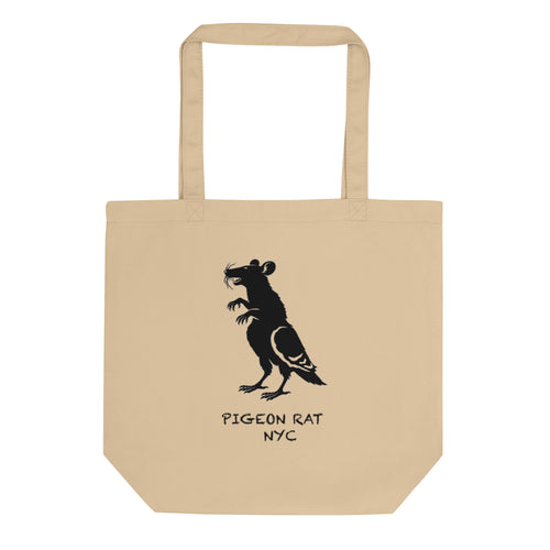 Black Eco Pigeon Rat Tote Bag — Pigeon Rats NYC streetwear mascot design