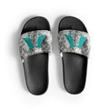 Teal City Noise Pigeon Rat Men's Slides — Pigeon Rats NYC streetwear mascot design