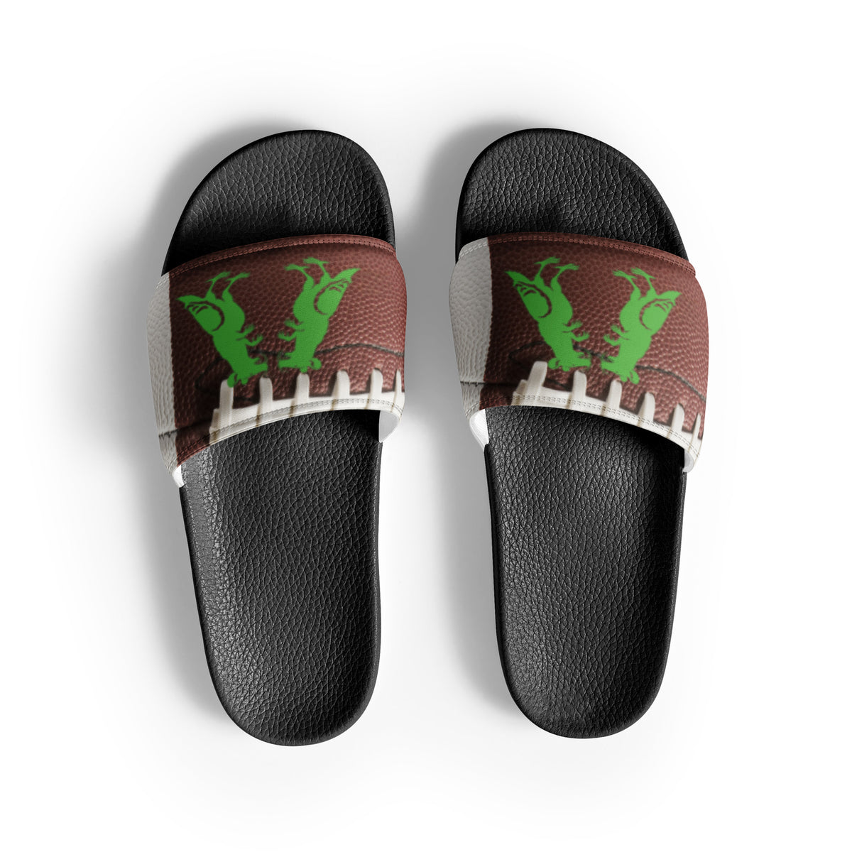 Green Football Pigeon Rat Men's Slides — Pigeon Rats NYC streetwear mascot design