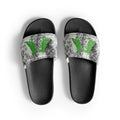 Green City Noise Pigeon Rat Men's Slides — Pigeon Rats NYC streetwear mascot design