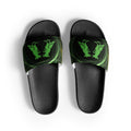 Green Aurora Pigeon Rat Men's Slides — Pigeon Rats NYC streetwear mascot design