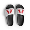 Red on White Pigeon Rat Men's Slides — Pigeon Rats NYC streetwear mascot design