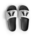 Black on White Pigeon Rat Men's Slides — Pigeon Rats NYC streetwear mascot design