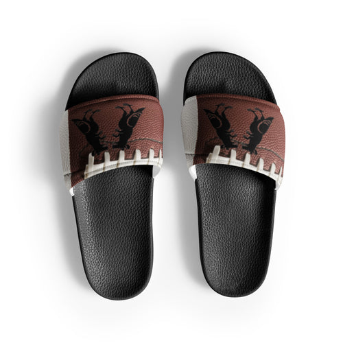 Black Football Pigeon Rat Men's Slides — Pigeon Rats NYC streetwear mascot design