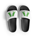 Green on White Pigeon Rat Men's Slides — Pigeon Rats NYC streetwear mascot design