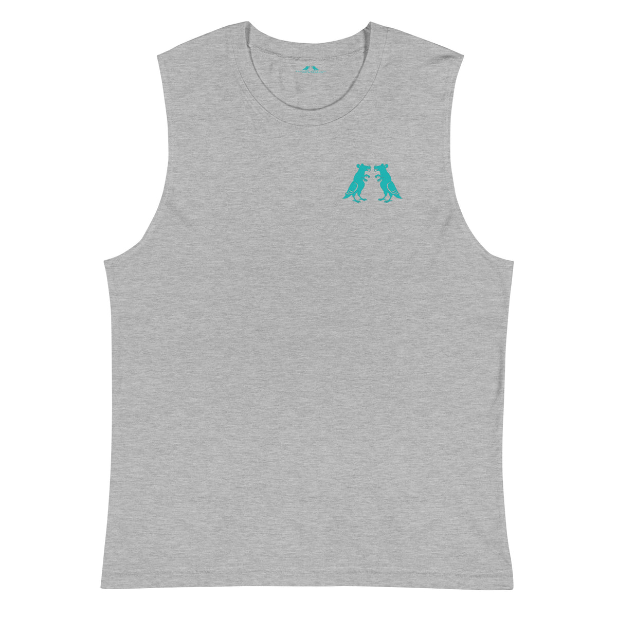 Teal Pigeon Rat Muscle Tee — Pigeon Rats NYC streetwear mascot design