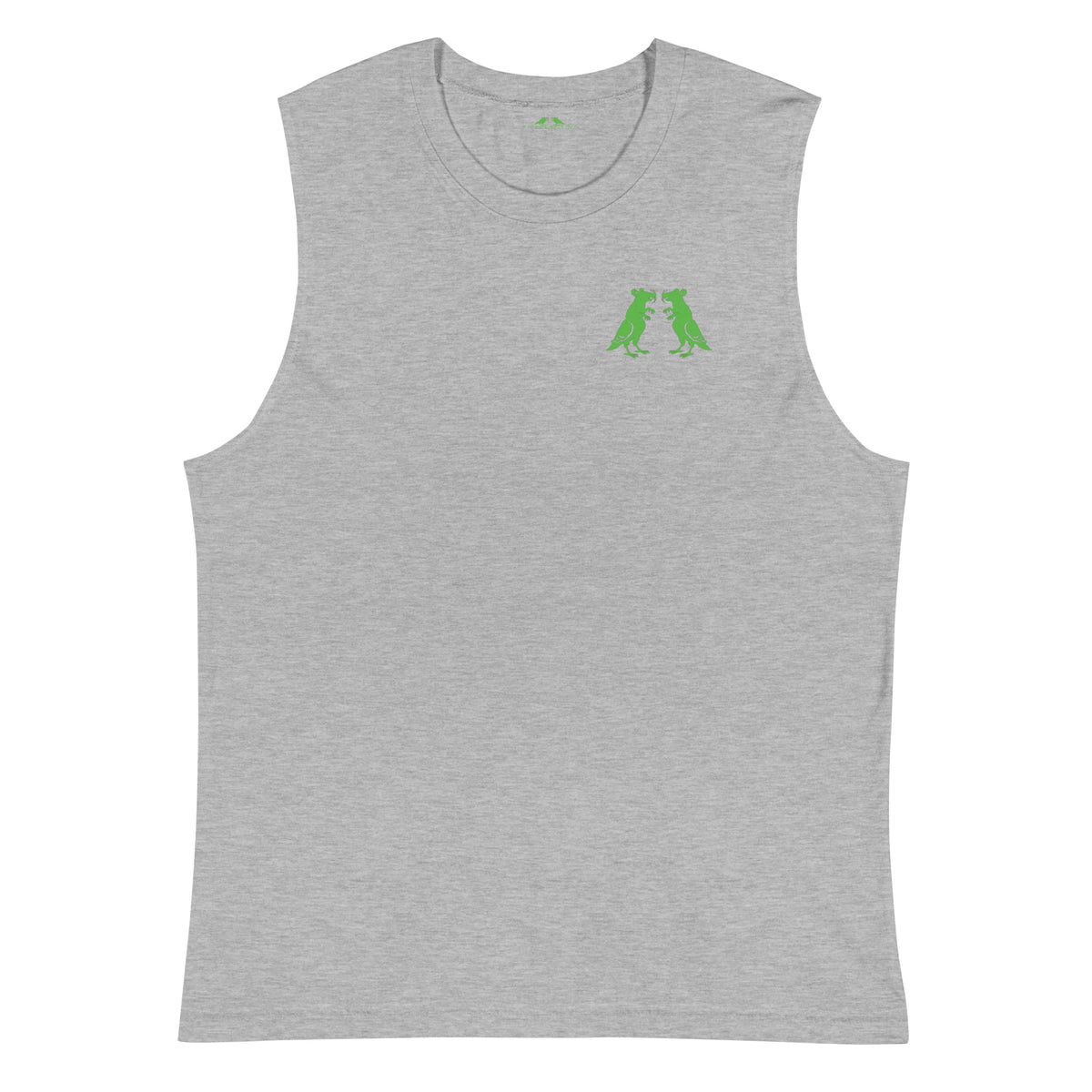 Green Pigeon Rat Muscle Tee — Pigeon Rats NYC streetwear mascot design