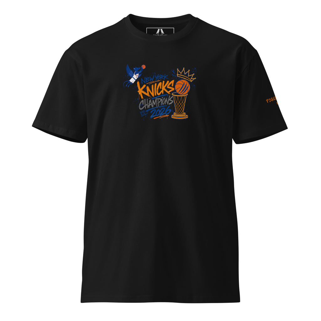 Pigeon Rat Knicks Championship Tee — Pigeon Rats NYC streetwear mascot design