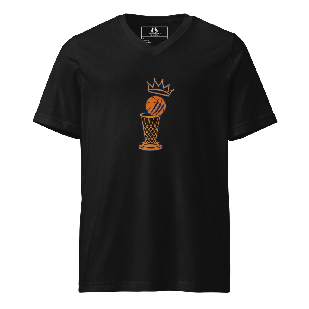 Pigeon Rat Knicks Trophy V-Neck Tee — Pigeon Rats NYC streetwear mascot design