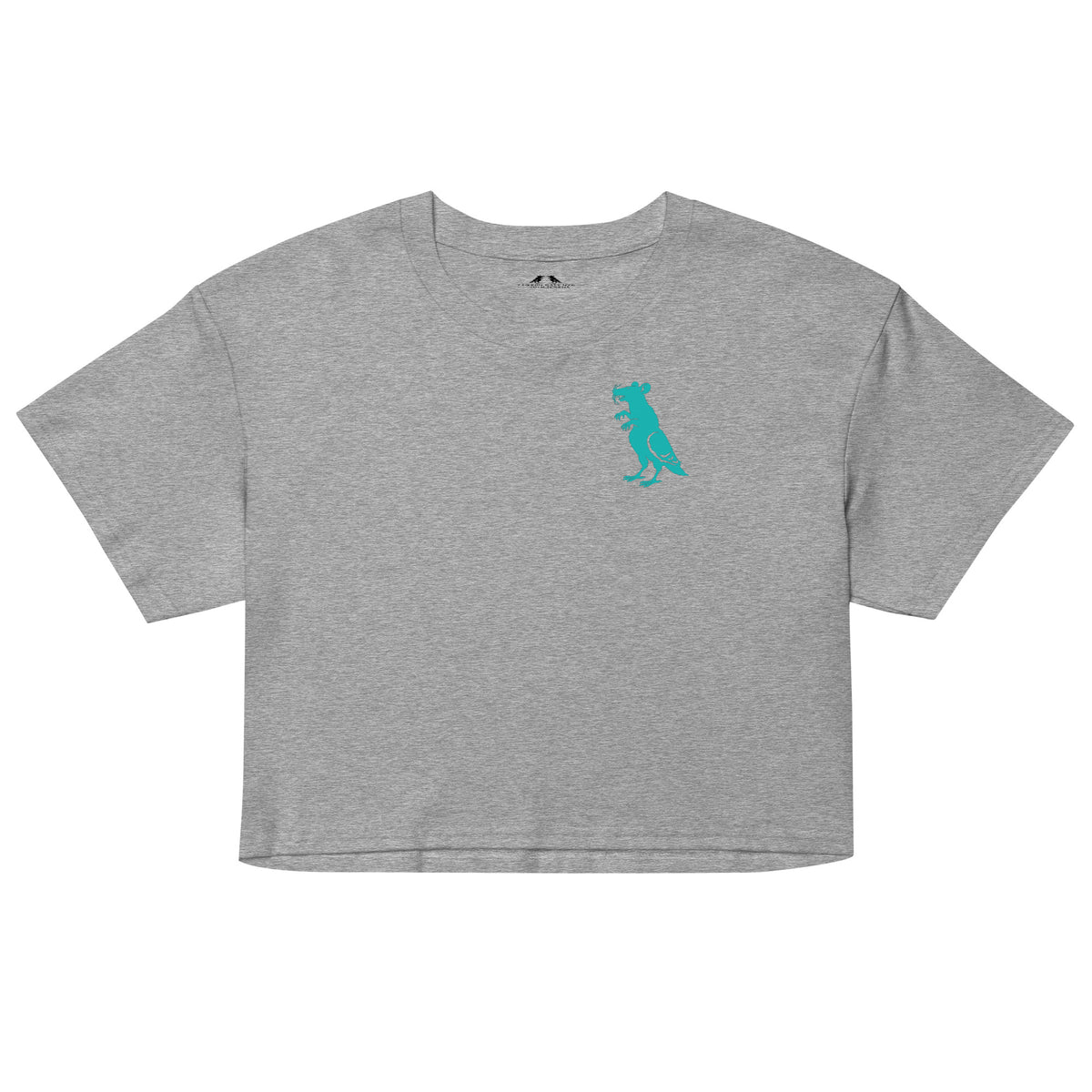 Teal Pigeon Rat Crop Top — Pigeon Rats NYC streetwear mascot design