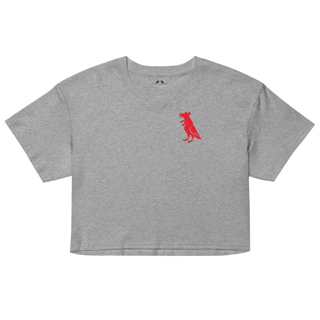 Red Pigeon Rat Crop Top — Pigeon Rats NYC streetwear mascot design