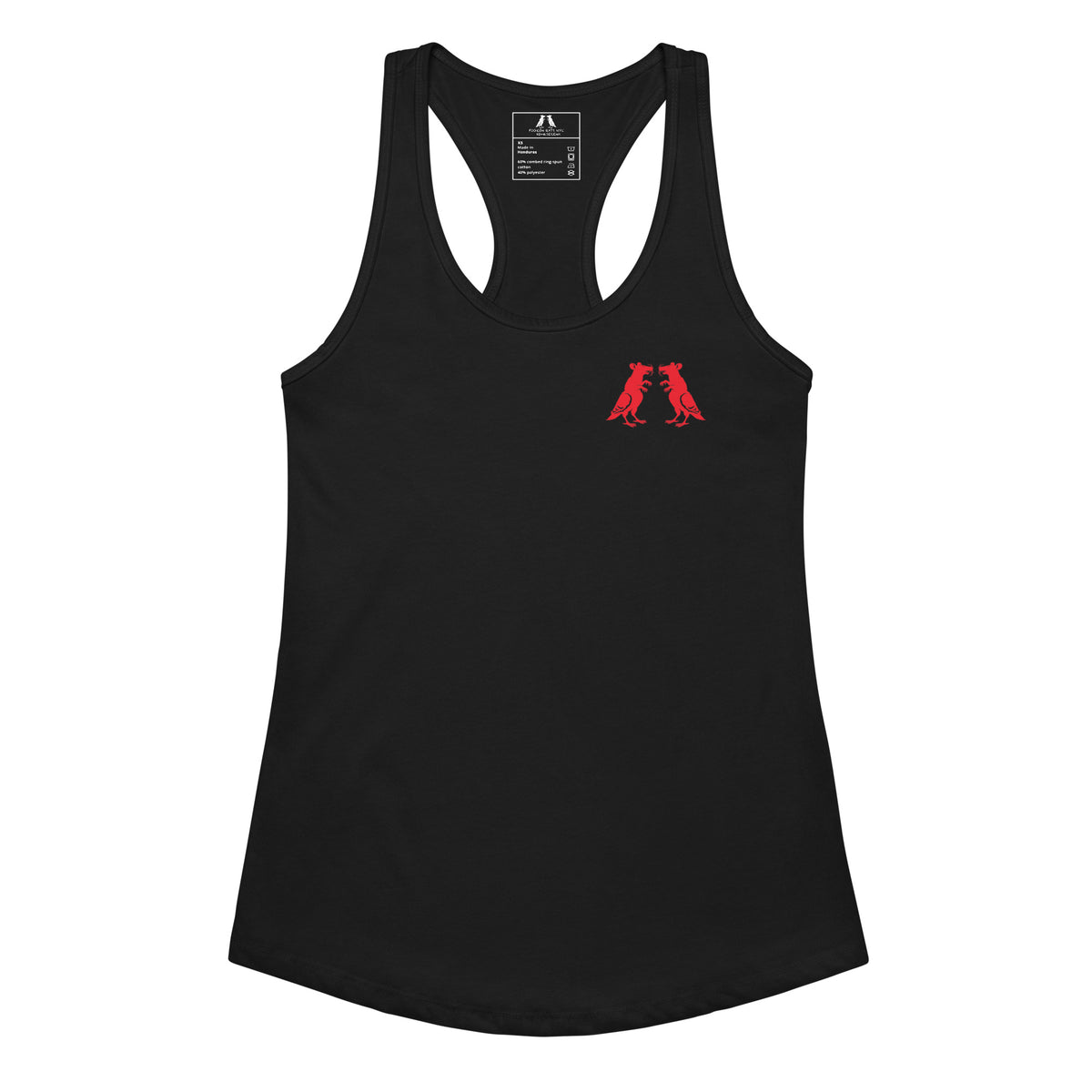 Red Fitted Pigeon Rat Racerback Tank — Pigeon Rats NYC streetwear mascot design